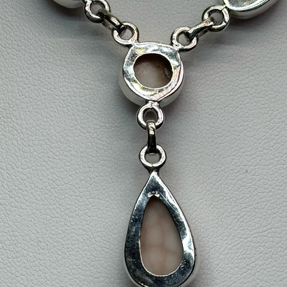 NLP1 Genuine Pink Larimar (Natrolite) Lariat Necklace Paperclip Necklace S925 - Picture 9 of 9
